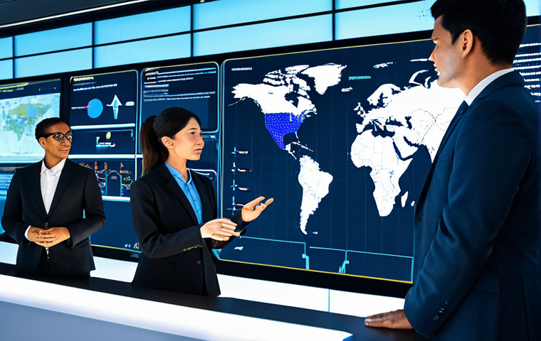 A diverse group of professional public managers, including men and women, dressed in modest, contemporary business suits and professional attire. They are gathered in a brightly lit, futuristic government innovation lab. Large holographic screens and transparent digital displays surround them, showcasing complex data visualizations, AI algorithms, and interactive maps representing urban planning and efficient resource allocation. They are actively engaged in a collaborative discussion, pointing at data, demonstrating a forward-thinking and technologically advanced approach to public service. High resolution, professional photography, perfect anatomy, correct proportions, natural pose, well-formed hands, proper finger count, natural body proportions, fully clothed, appropriate attire, safe for work, appropriate content, professional.