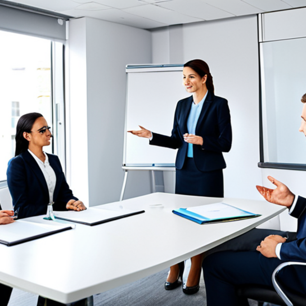 **

"A professional public administrator, fully clothed in a modest business attire, giving a presentation on effective communication strategies to a diverse group of colleagues in a modern office setting. Safe for work, appropriate content, perfect anatomy, natural pose, well-formed hands, proper finger count, professional environment, modest attire, family-friendly, high quality."

**