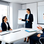 **

"A professional public administrator, fully clothed in a modest business attire, giving a presentation on effective communication strategies to a diverse group of colleagues in a modern office setting. Safe for work, appropriate content, perfect anatomy, natural pose, well-formed hands, proper finger count, professional environment, modest attire, family-friendly, high quality."

**