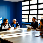 공공관리사와 관련된 산업 동향 - Modern Community Meeting**

"A brightly lit community meeting room in Madrid, Spain. Residents are s...