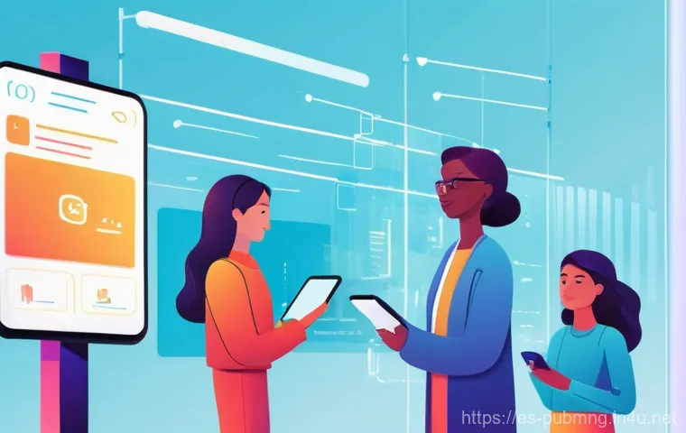 공공관리사 실무에서 자주 활용되는 툴 - **Prompt:** A vibrant, futuristic digital illustration of a diverse group of citizens of various age...