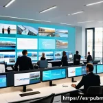 Home 21 공공관리사 실무에서의 주요 문제와 해결 방법 - A modern public administration office in a vibrant Spanish city, with diverse government employees w...