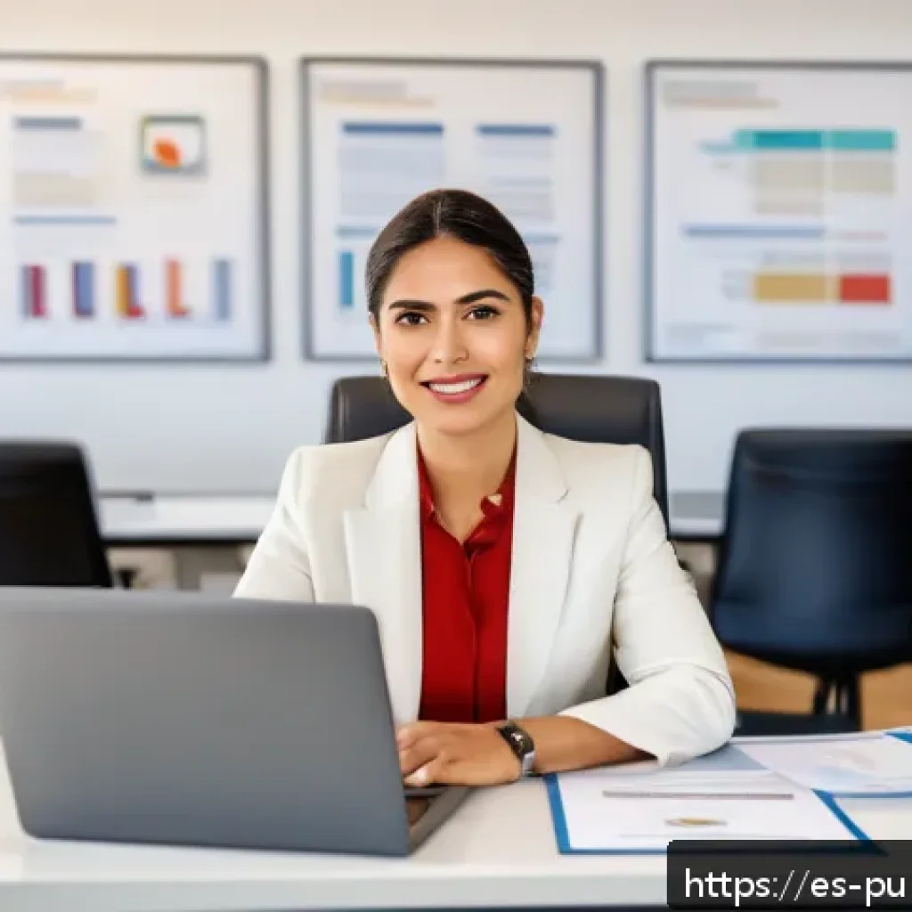 공공관리사 자격증으로 확장 가능한 경력 기회 - A professional Hispanic woman in business attire sitting confidently at a desk in a modern public ad...