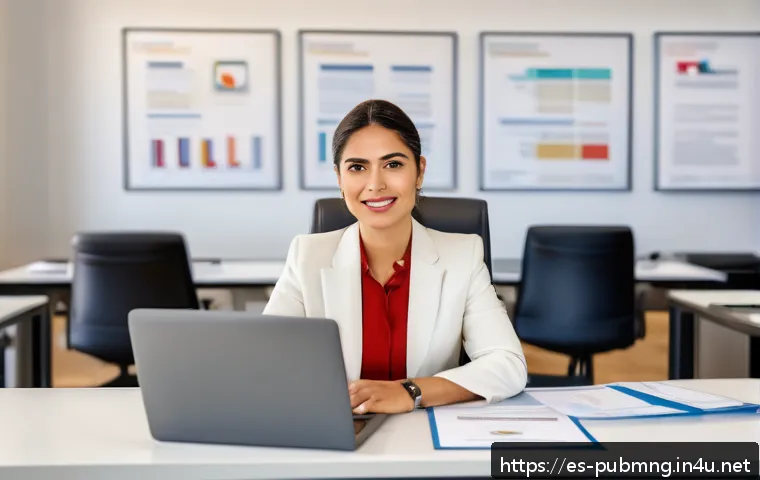공공관리사 자격증으로 확장 가능한 경력 기회 - A professional Hispanic woman in business attire sitting confidently at a desk in a modern public ad...