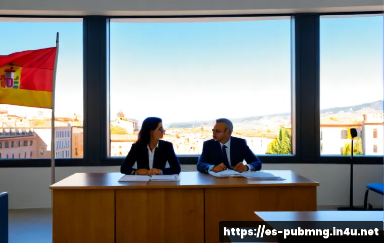 공공관리사 채용 프로세스 이해 - Photorealistic public administration recruitment interview in a bright municipal office in Spain, a ...